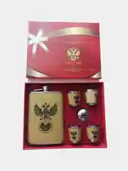 Серый подарочный набор: Фляжка с рюмками