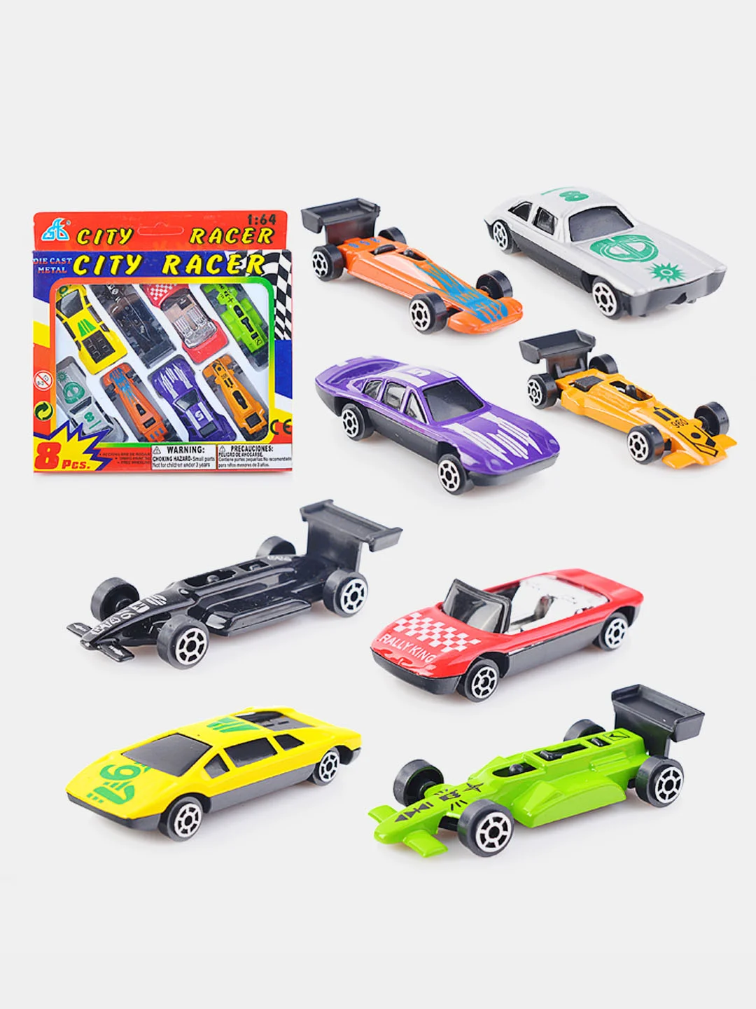 Набор металлических детских гоночных машинок City Racer Lelu, масштаб 1:64