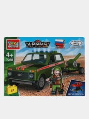 LADA конструктор LADA 4x4 с пушкой, 81 дет. (легко собрать) Город мастеров