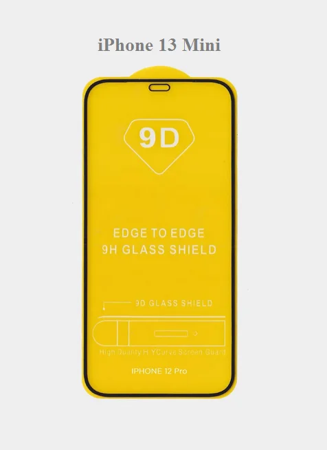 Черный защитное стекло для iPhone 13 Mini Black противоударное на айфон черное 3D полное покрытие
