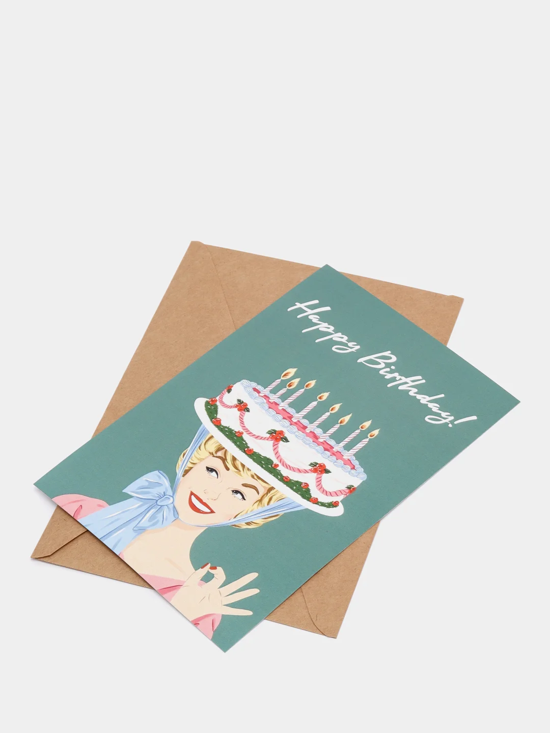 Открытка в крафтовом конверте, на день рождения "Happy Birthday"