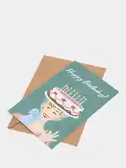 Открытка в крафтовом конверте, на день рождения "Happy Birthday"