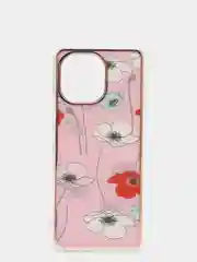 Розовый чехол Xiaomi Mi 11, Сяоми Ми 11, силиконовый с мраморным рисунком и цветами