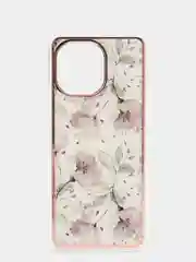 Кремовый чехол Xiaomi Mi 11, Сяоми Ми 11, силиконовый с мраморным рисунком и цветами