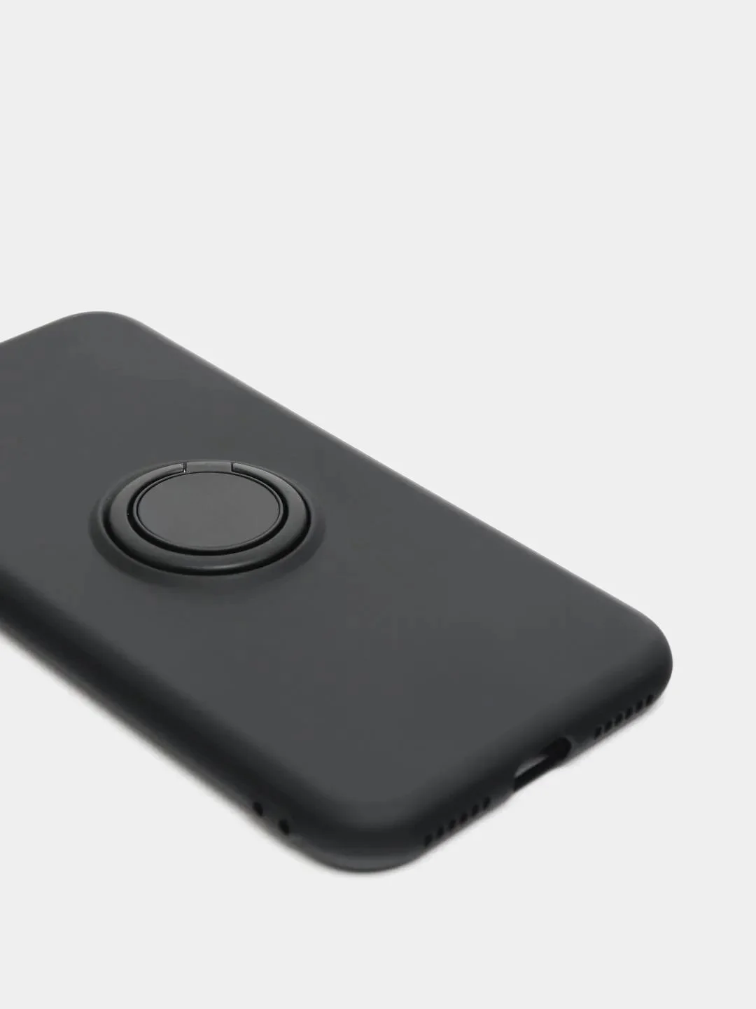 Черный чехол силиконовый с кольцом на iPhone 6 Plus / 6S Plus