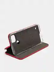 Красный чехол-книжка с визитницей для Realme C21 полная защита телефона, с отделом для карт