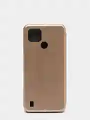 Золотой чехол-книжка с визитницей для Realme C21 полная защита телефона, с отделом для карт