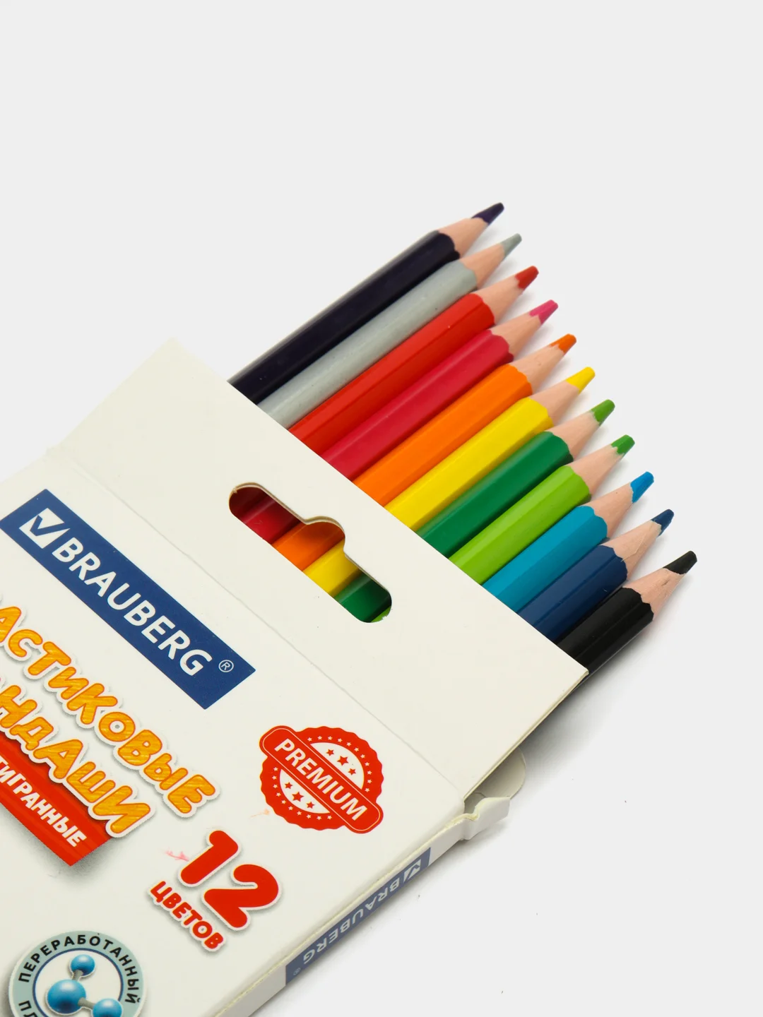 Карандаши цветные пластиковые BRAUBERG PREMIUM, 12 цветов