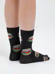 Оливковый высокие носки с принтом хлопковые мужские, женские