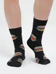Оливковый высокие носки с принтом хлопковые мужские, женские