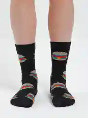 Оливковый высокие носки с принтом хлопковые мужские, женские