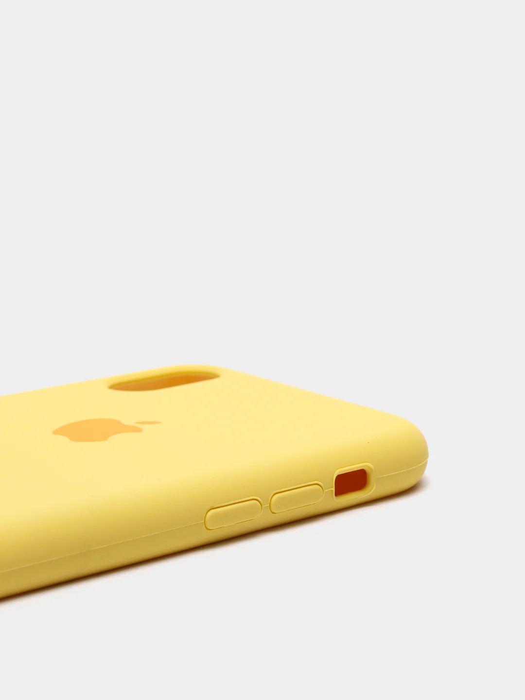 Желтый защитный силиконовый чехол для iPhone XR с яблоком