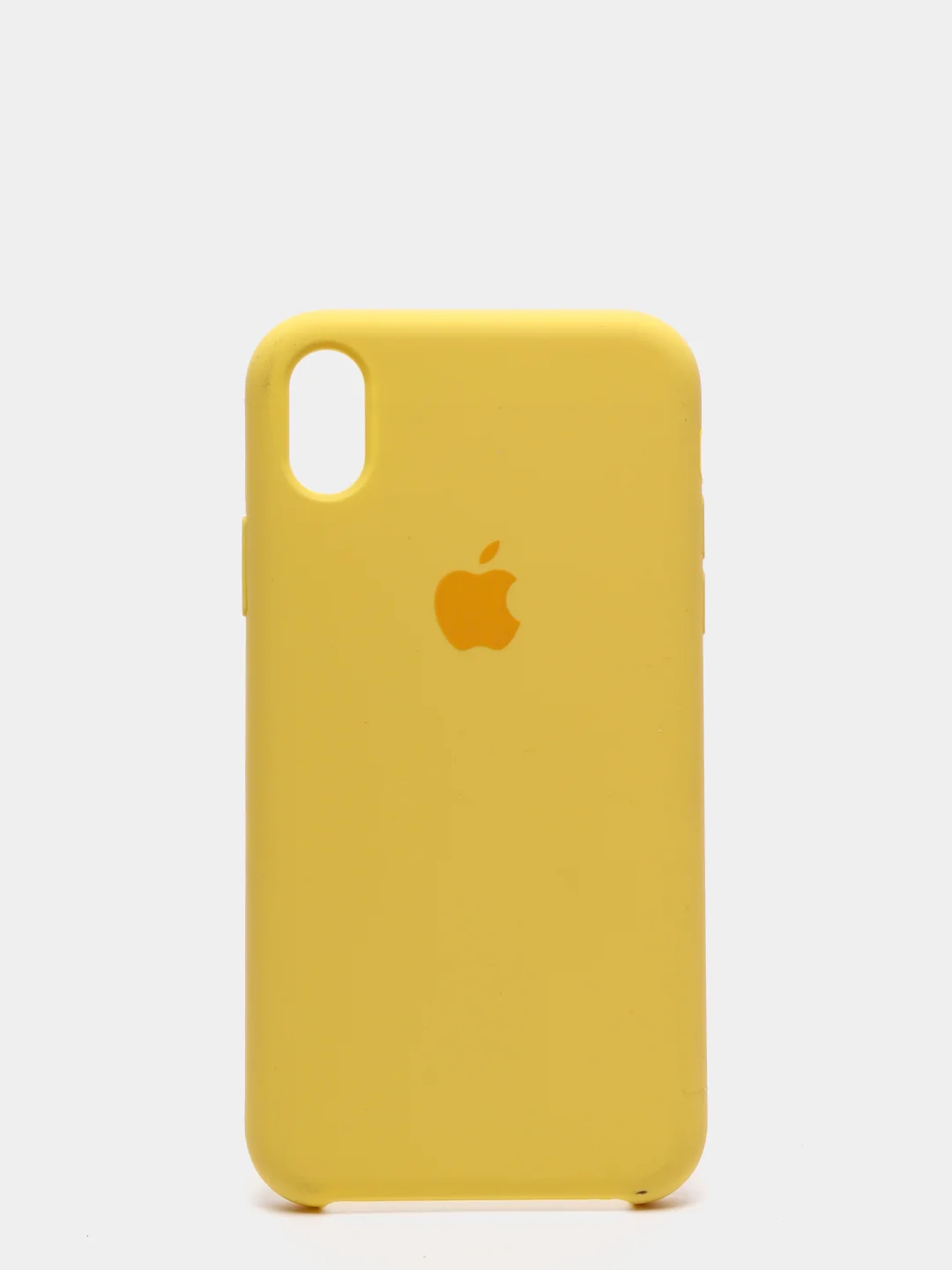 Желтый защитный силиконовый чехол для iPhone XR с яблоком