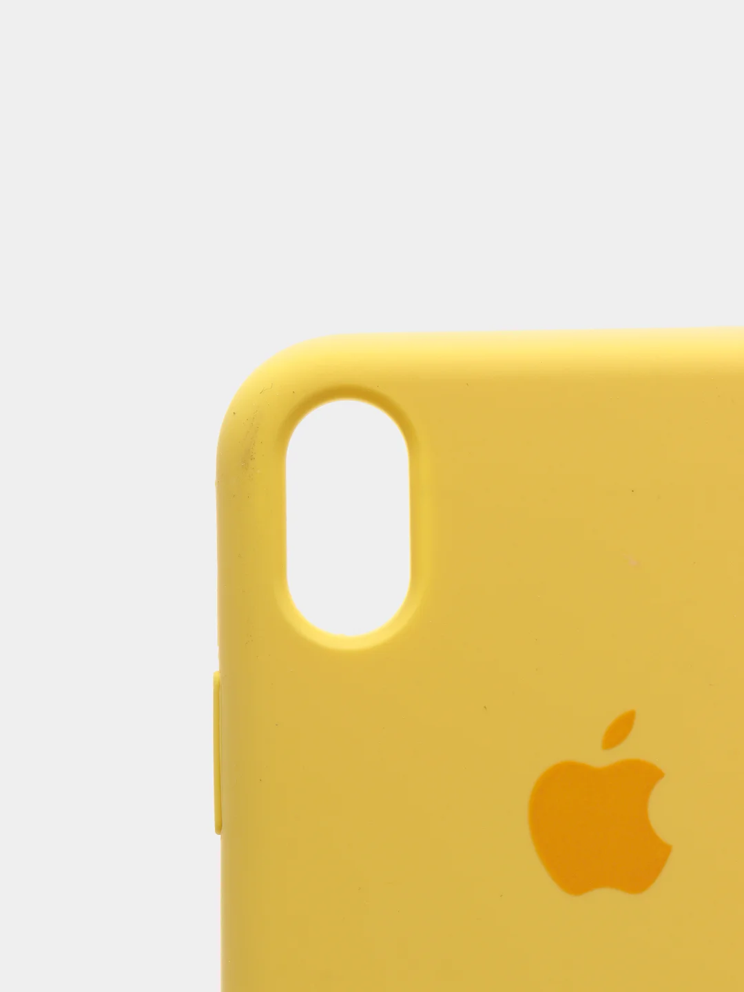Желтый защитный силиконовый чехол для iPhone XR с яблоком