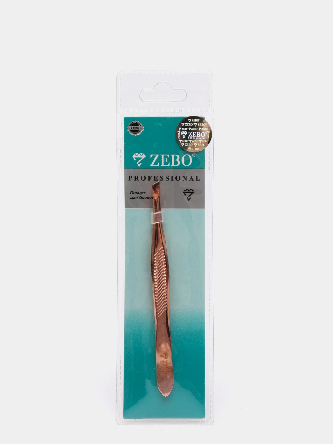 Пинцет диагональный для бровей Zebo Professional