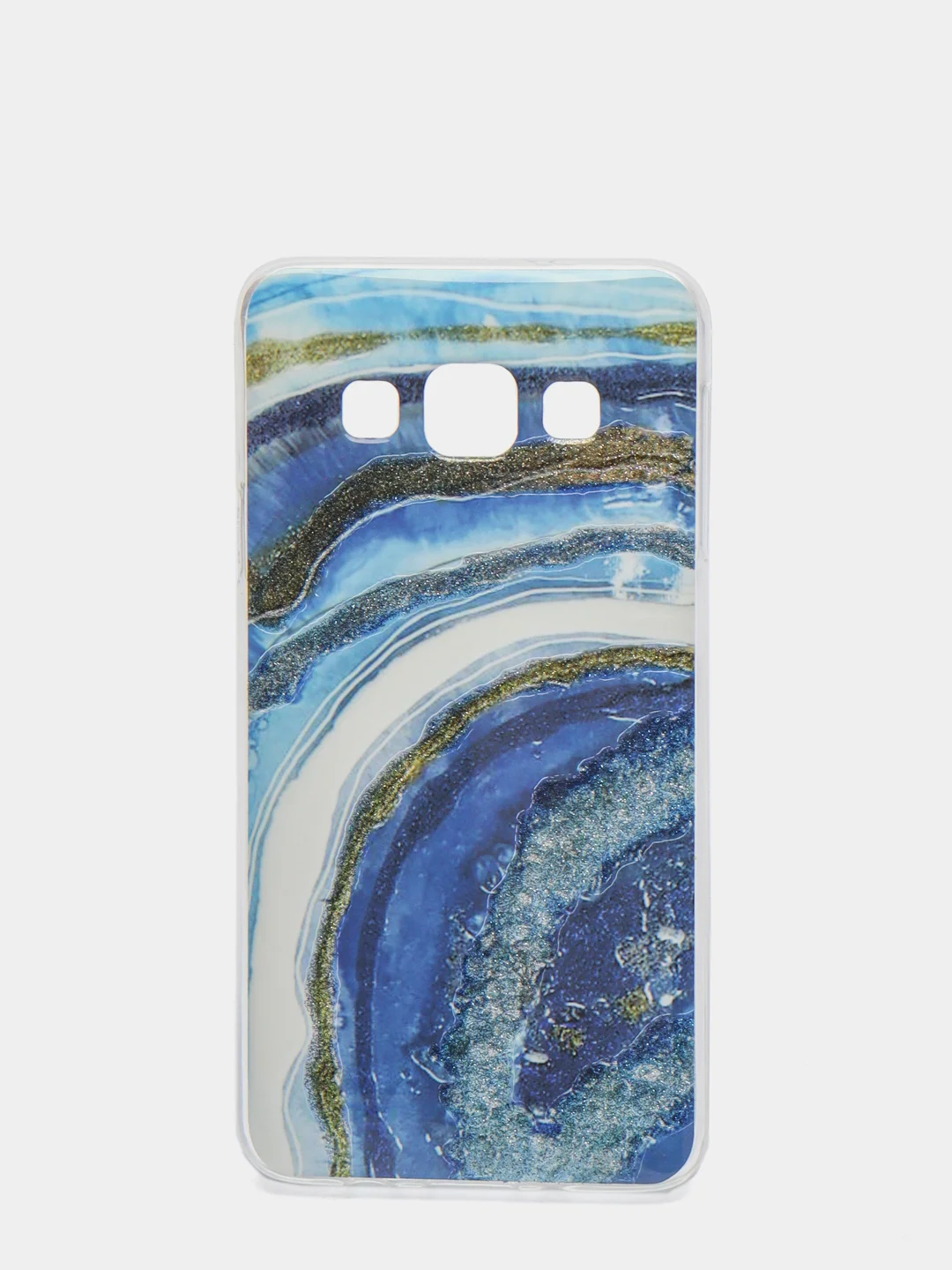 Синий чехол Samsung Galaxy A3 2015 / SM-A300F, Галакси А3 2015 силиконовый с мраморным рисунком