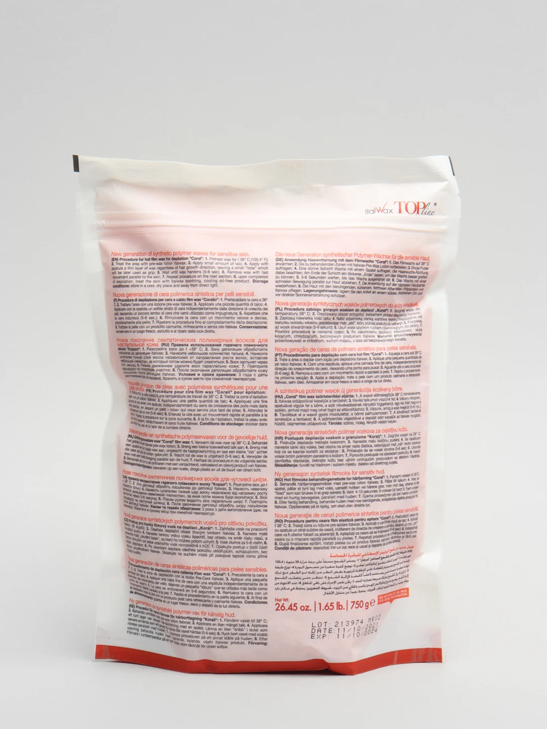 Полимерный воск для депиляции Italwax Top Line Coral, 750 грамм