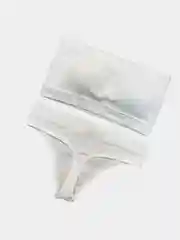 Белый комплект нижнего женского белья, топ без лямок и стринги