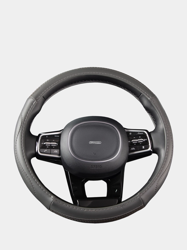 Оплетка на руль (чехол на руль) SKYWAY Modern-7 M Серая экокожа S01102156