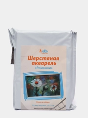 Набор для валяния, рисование шерстью, шерстяная акварель "Ромашки" 10*15 см. ЛеКо