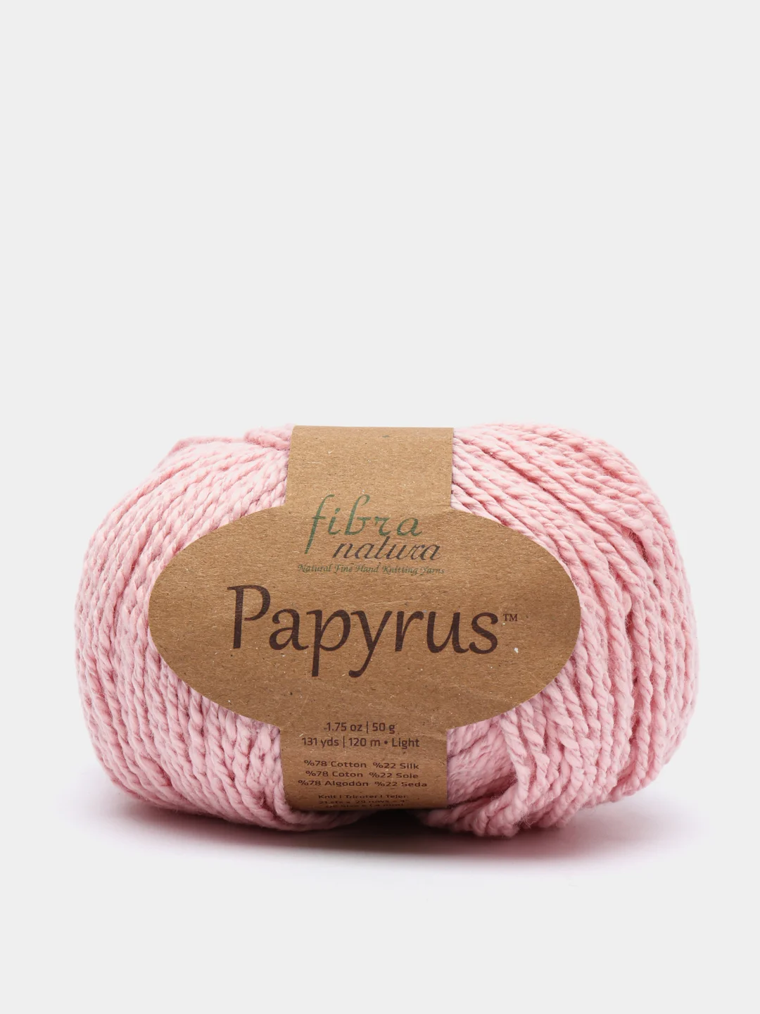Пудровый пряжа Fibra Natura Papyrus 78% Хлопок  22% Шелк 50г 120м 1 шт