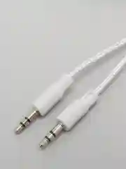 Серебряный кабель AUX в тканевой оплетке, AUX jack 3.5 мм, 0,85 м