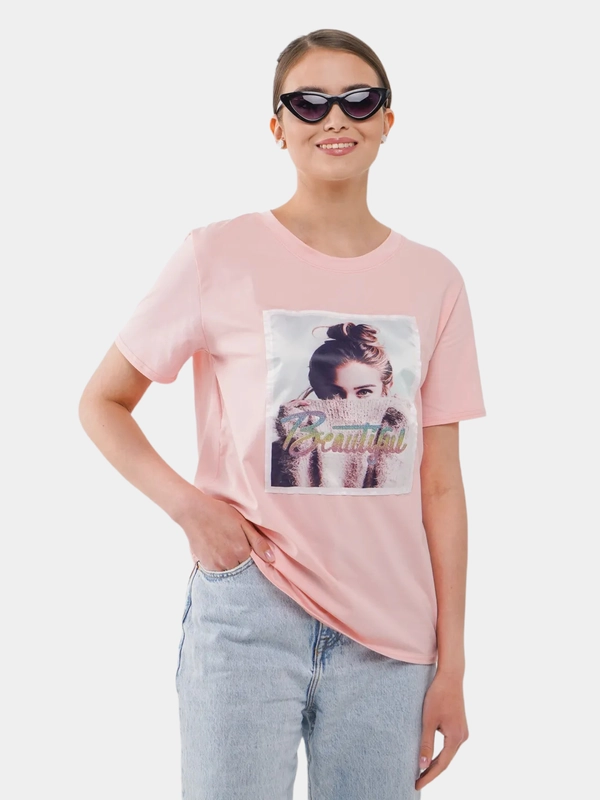 Футболка женская с принтом, Oversize, премиальный хлопок