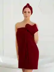 Бежевый набор для сауны махровый женский, разные цвета, (3 предмета) размер S-L(42-50)