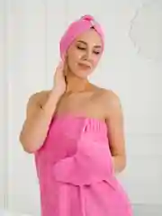 Розовый набор для сауны женский, махровый, разные цвета, XL-3XL(50-58)