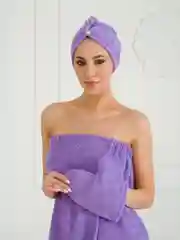 Сиреневый набор для сауны женский, махровый, разные цвета, XL-3XL(50-58)