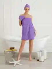 Сиреневый набор для сауны женский, махровый, разные цвета, XL-3XL(50-58)