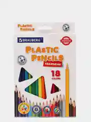 Карандаши цветные пластиковые BRAUBERG PREMIUM, 18 цветов
