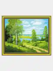 Алмазная мозаика "Природа летом" на подрамнике, 40 х 50 см, полная выкладка