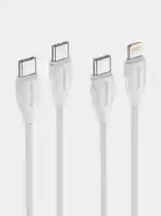 Белый кабель зарядный Borofone BX19 (3A, Type-C/Lightning, Type-C/Type-C для iPhone и Android)
