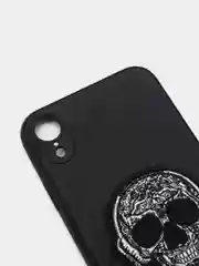 Тёмно-серый чехол для iPhone 11, 12, XR, силикон-эко кожа с картинкой / рисунком