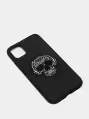 Тёмно-серый чехол для iPhone 11, 12, XR, силикон-эко кожа с картинкой / рисунком