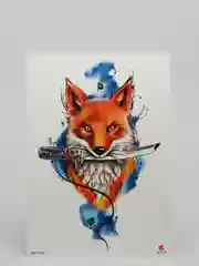 Коралловый временная татуировка "Лисы, волки, тигры", 21*15 см