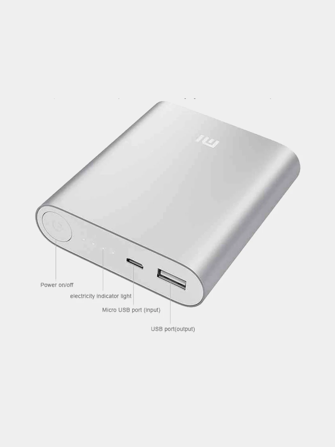 Серебряный внешний аккумулятор Xiaomi Mi Power Bank 10400 mAh