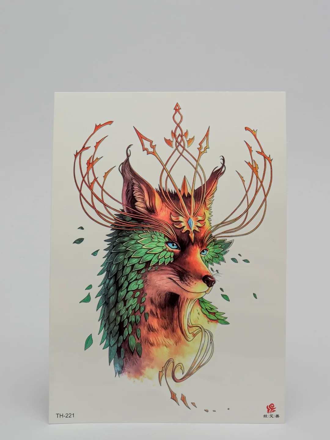 Красный временная татуировка "Лисы, волки, тигры", 21*15 см