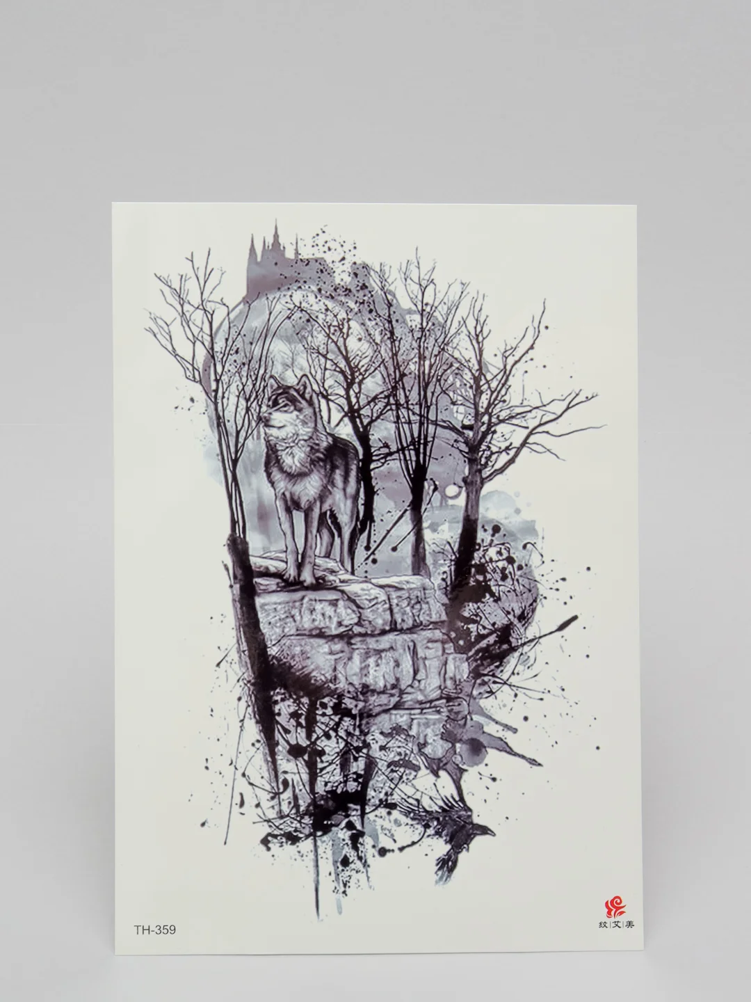 Белый временная татуировка "Лисы, волки, тигры", 21*15 см