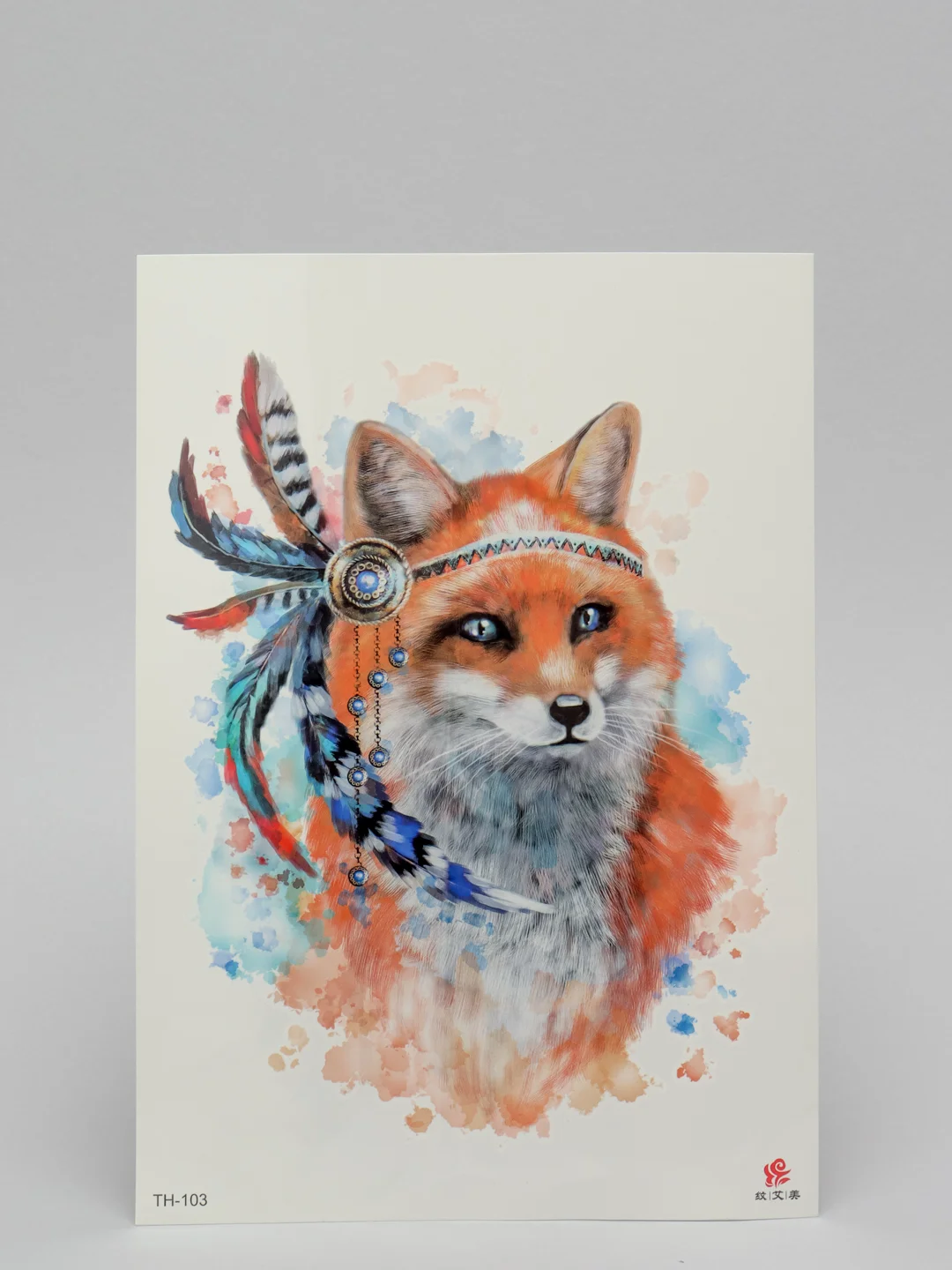 Бордовый временная татуировка "Лисы, волки, тигры", 21*15 см