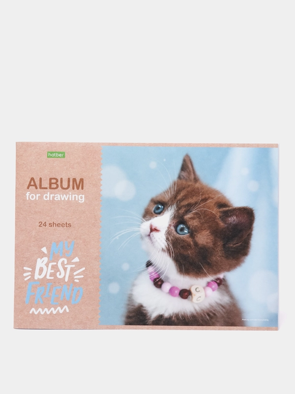 Альбом для рисования А4, 24 листа, на скрепке, My best friend, блок 100 г/м, микс