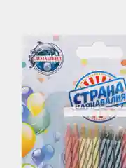 Свечи для торта незадуваемые "Спираль", набор: 10 штук и 10 подставок