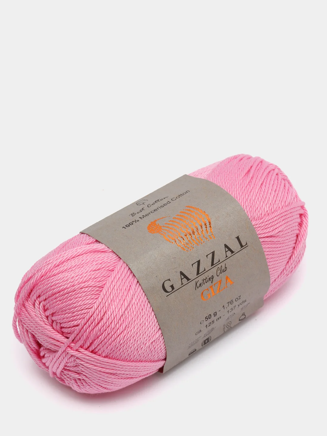 Розовый пряжа Gazzal Giza 100% Мерсеризованный хлопок 50г 125м