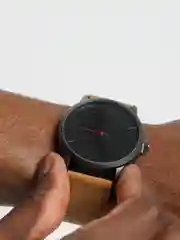 Коричневый мужские кварцевые часы Reloj, с кожаным ремнем