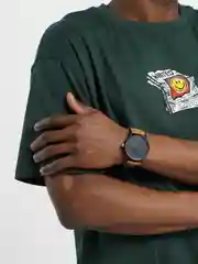 Коричневый мужские кварцевые часы Reloj, с кожаным ремнем