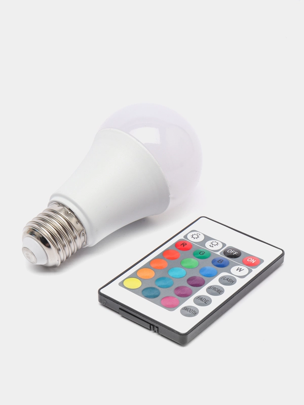 Цветная светодиодная лампа, LED RGB, с пультом 10 цветов РГБ