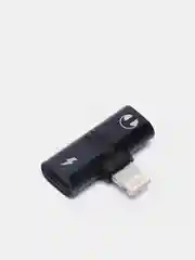 Черный разветвитель Lightning 2в1 зарядное устройство и разъем для наушников