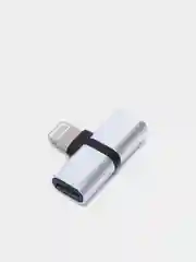 Серебряный разветвитель Lightning 2в1 зарядное устройство и разъем для наушников