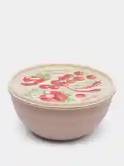 Бежевый меланж миска с крышкой / Cалатница / Тарелка глубокая пластиковая / Пиала / Чаша